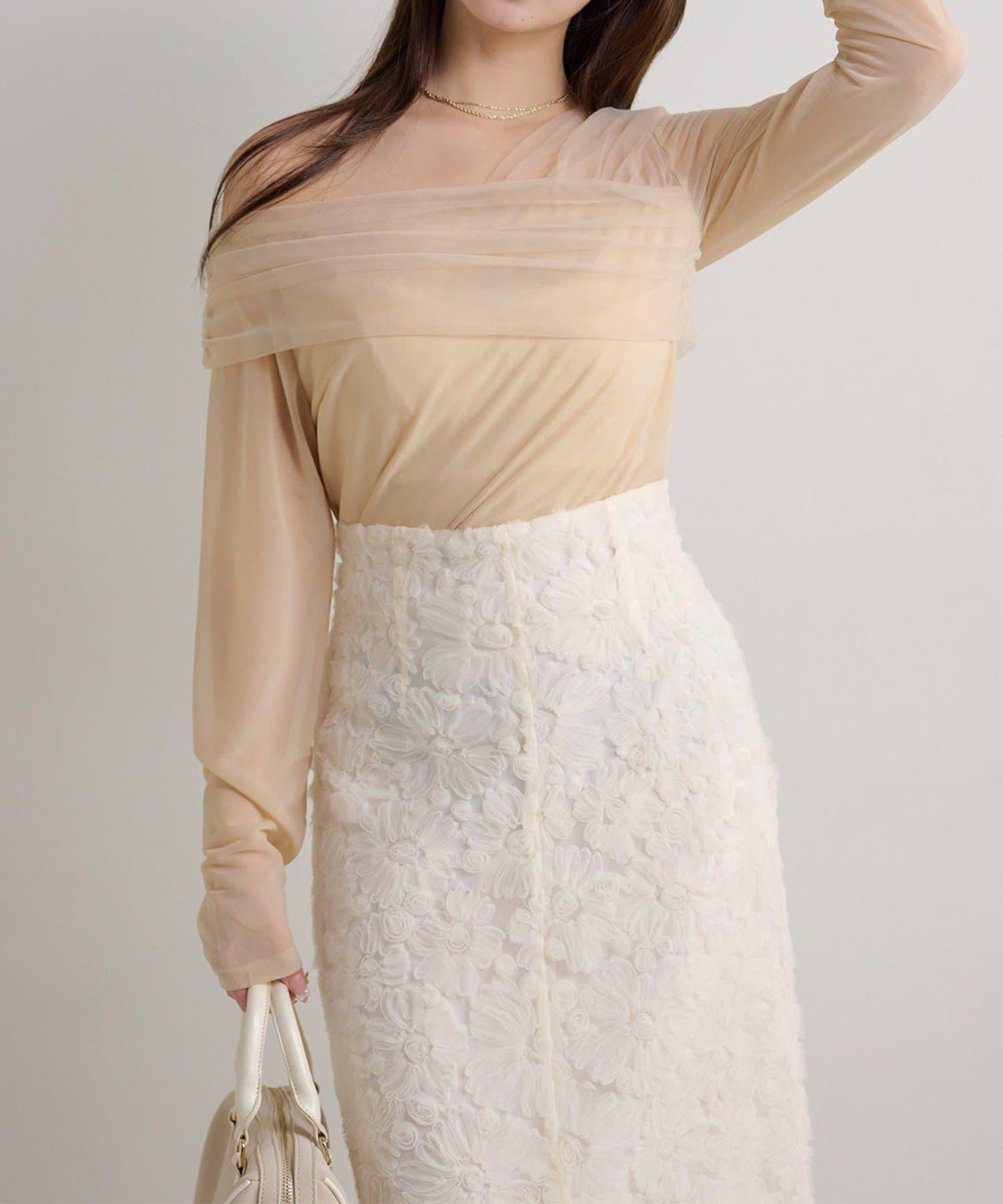 Seemi. 開叉修身 後繫帶 半身裙