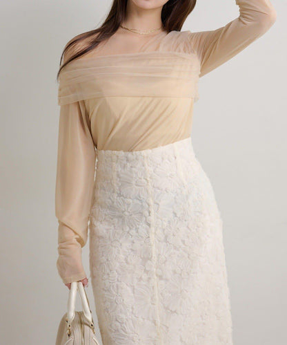 Seemi. 開叉修身 後繫帶 半身裙