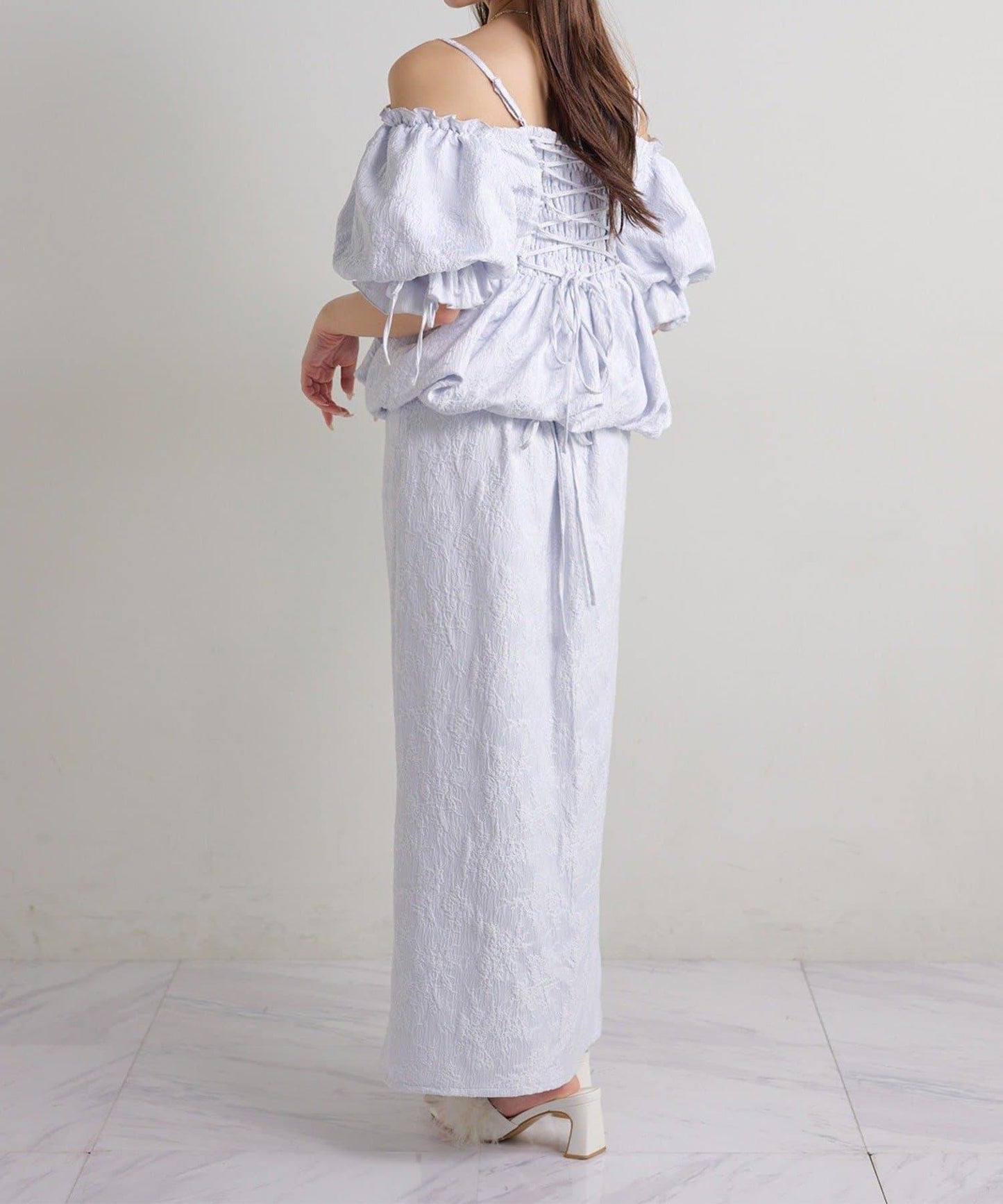 Seemi. 開叉修身 後繫帶 半身裙