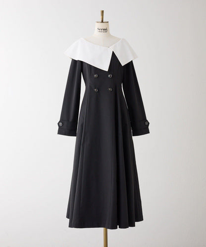 Seemi. 大翻領 長款 連衣裙