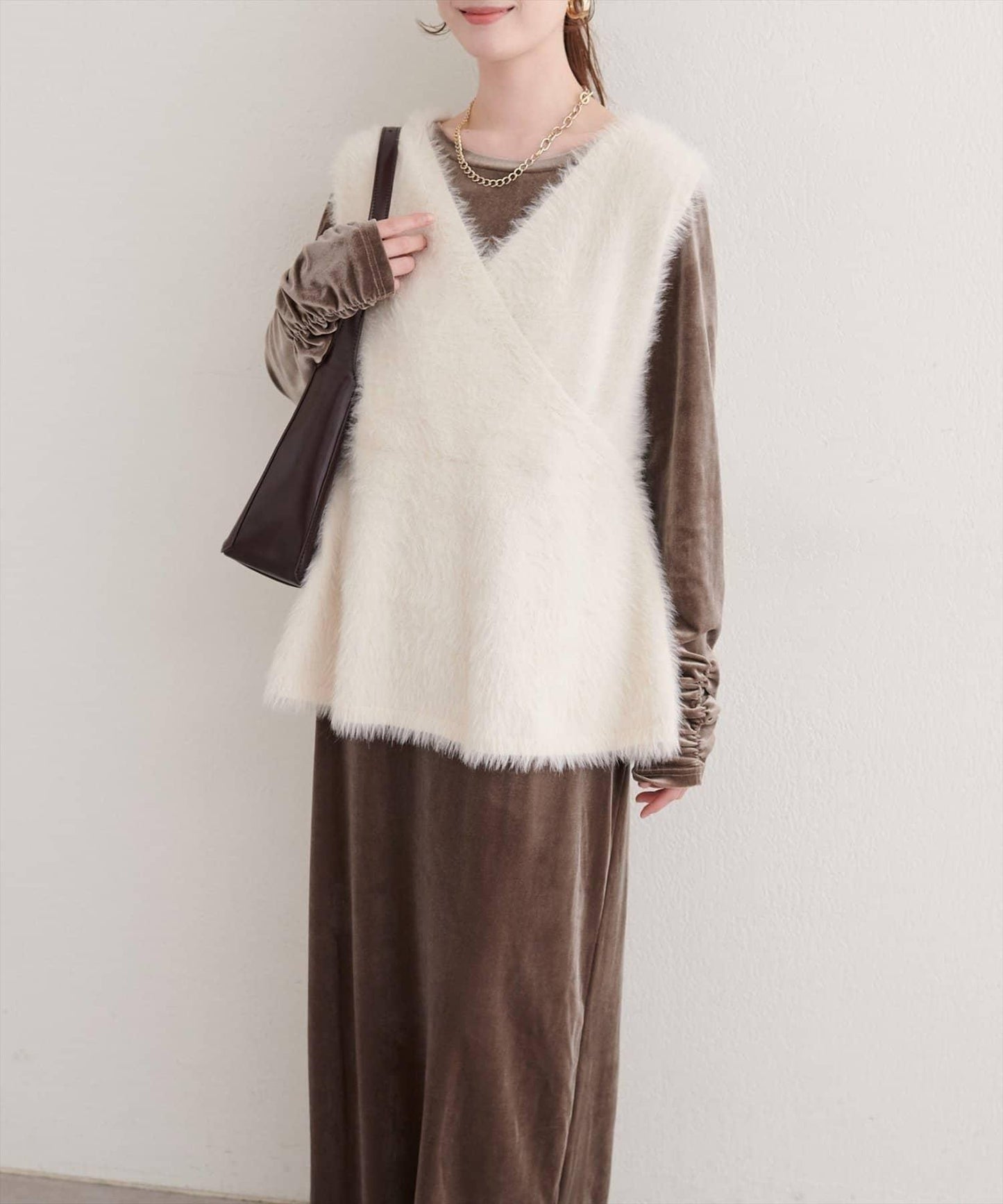 EVERY.VERY niceclaup 袖口抽褶 絲絨 連衣裙