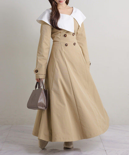 Seemi. 大翻領 長款 連衣裙