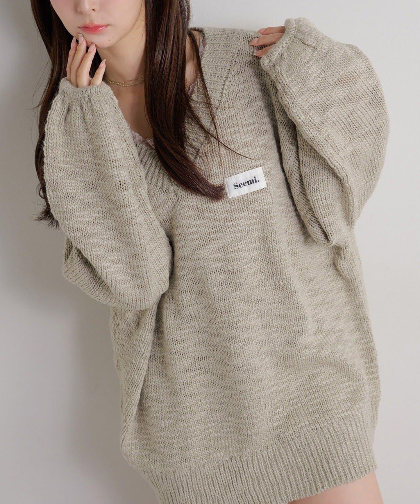 Seemi. 粗節針織 罩衫連衣裙