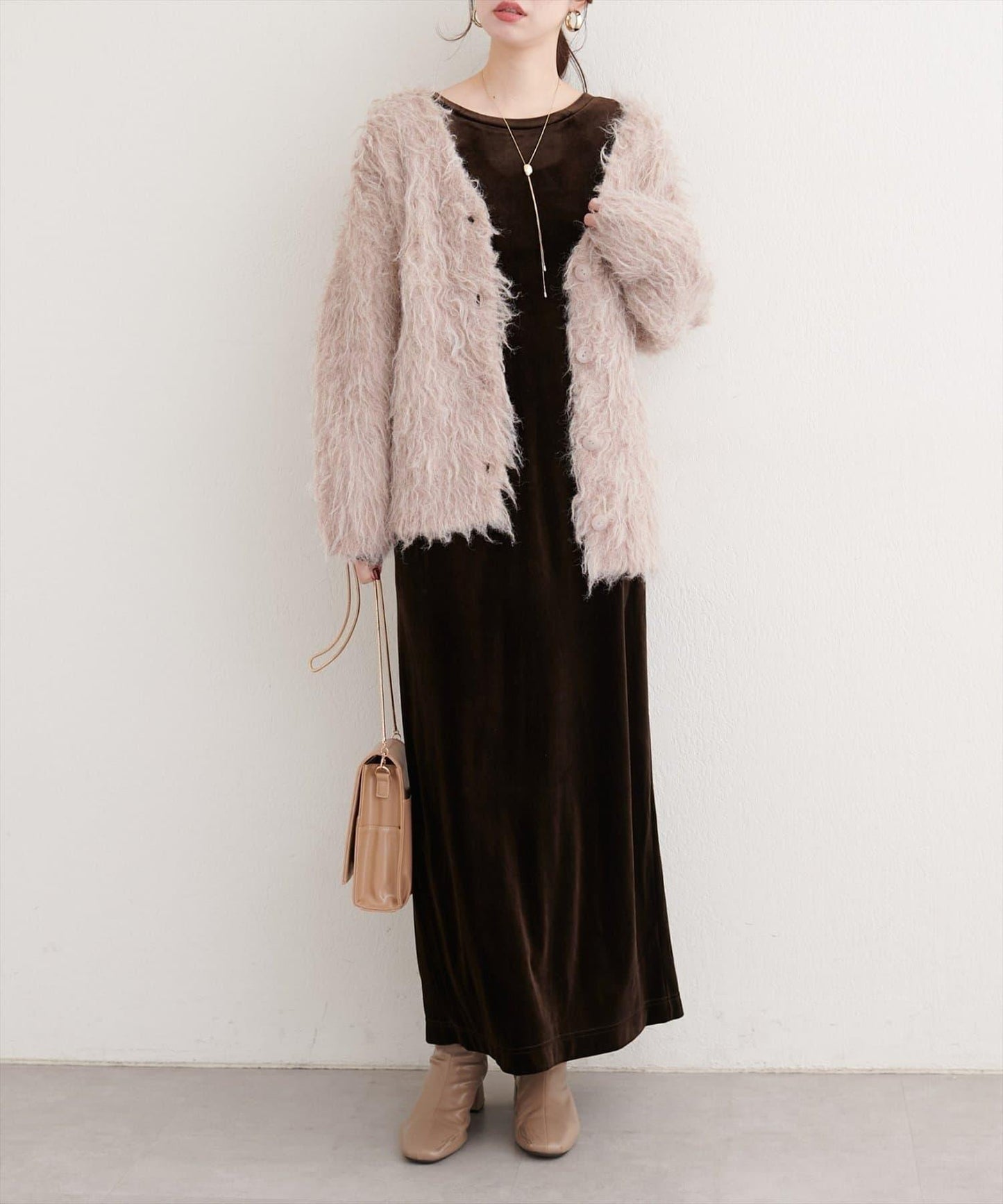 EVERY.VERY niceclaup 袖口抽褶 絲絨 連衣裙