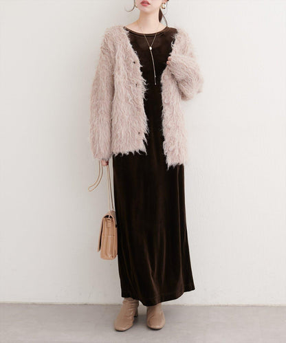 EVERY.VERY niceclaup 袖口抽褶 絲絨 連衣裙