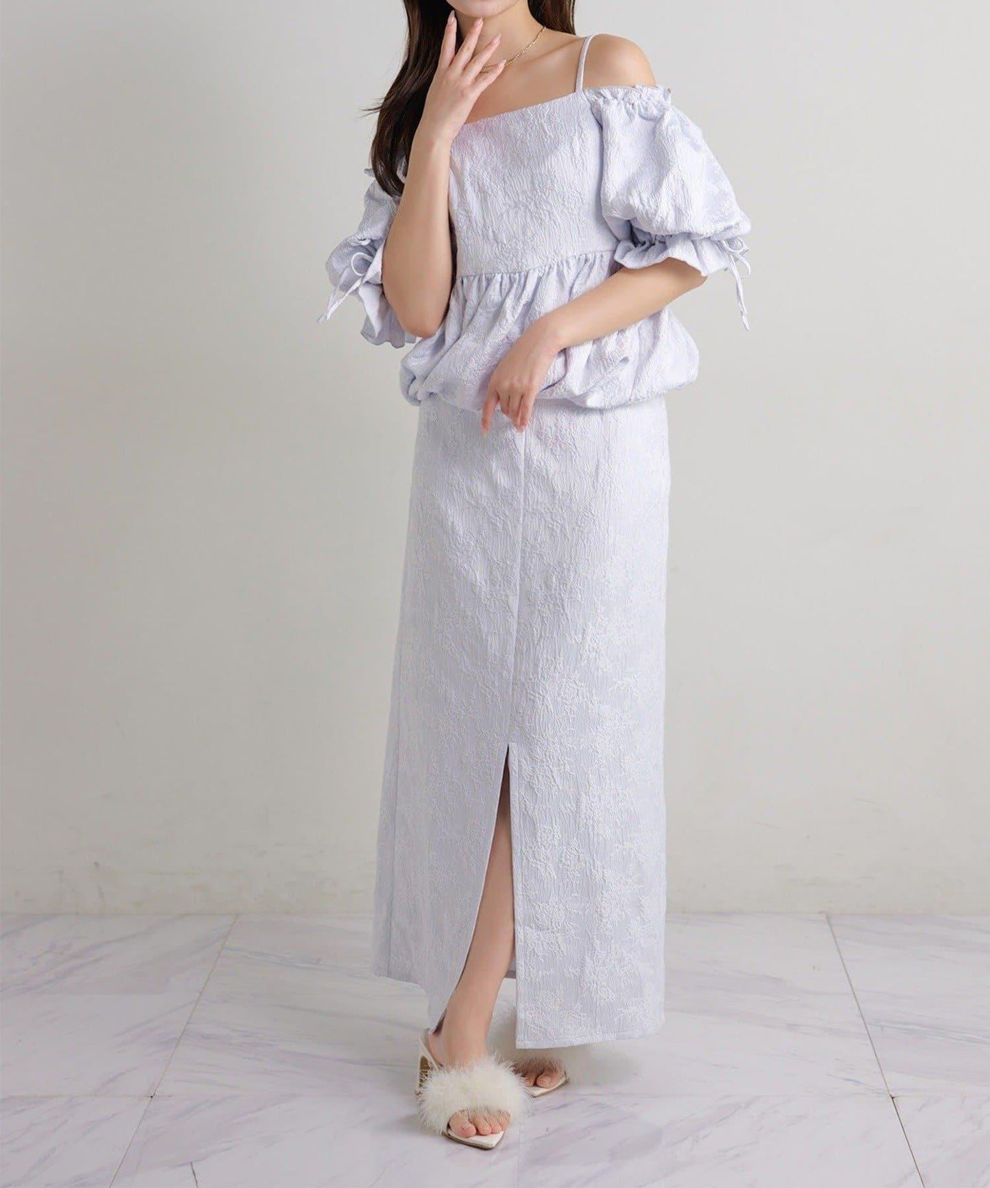 Seemi. 開叉修身 後繫帶 半身裙