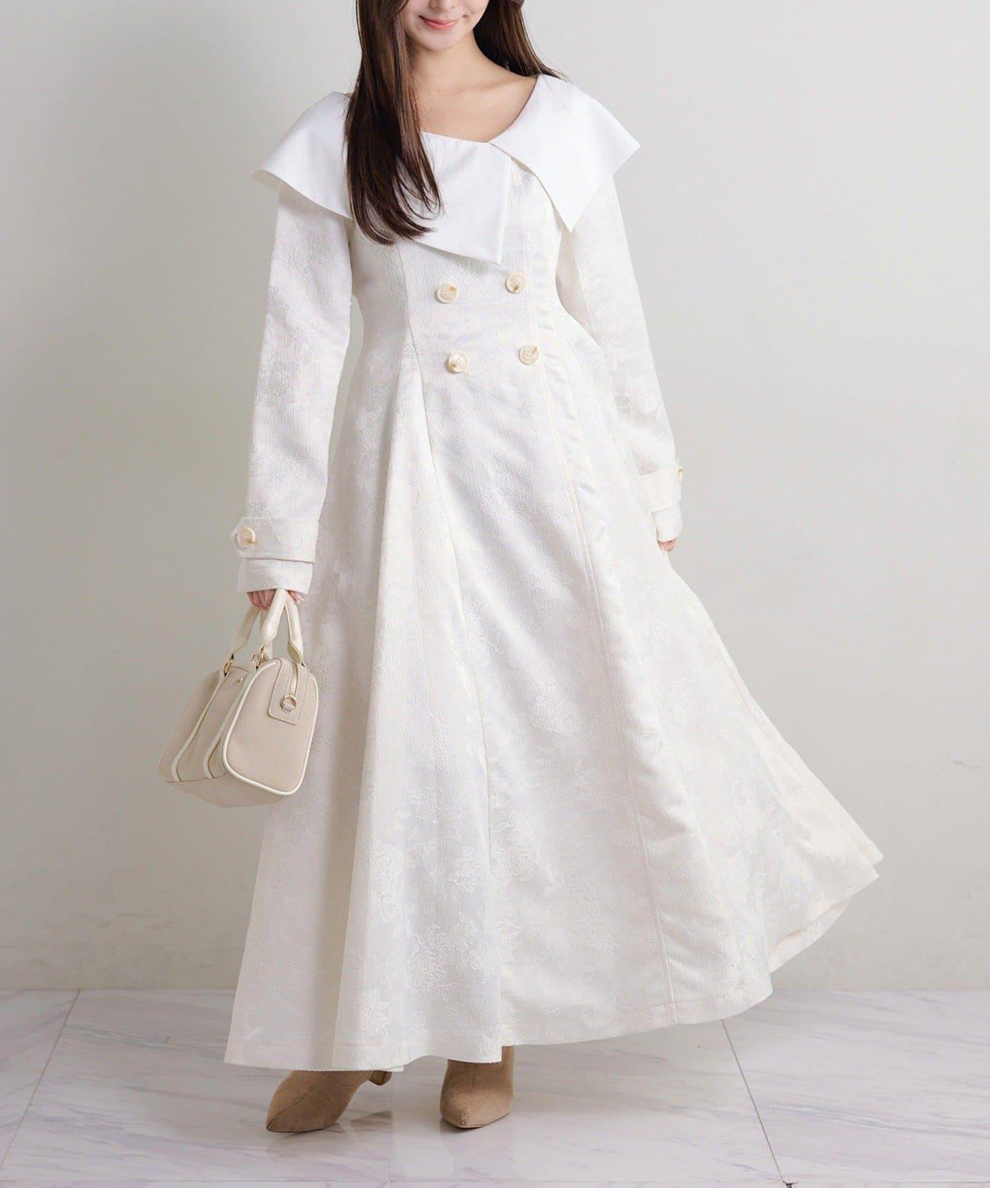 Seemi. 大翻領 長款 連衣裙