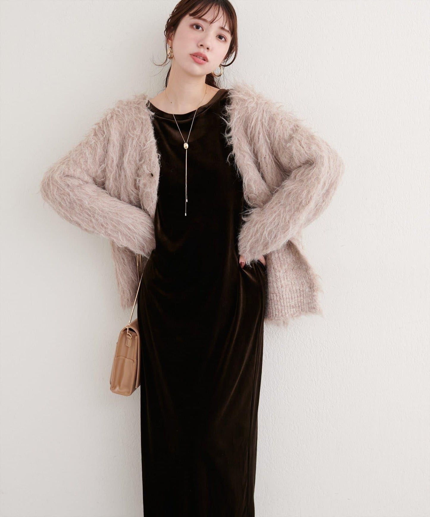 EVERY.VERY niceclaup 袖口抽褶 絲絨 連衣裙