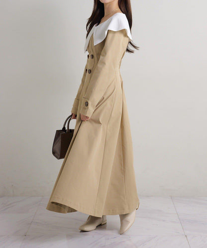 Seemi. 大翻領 長款 連衣裙