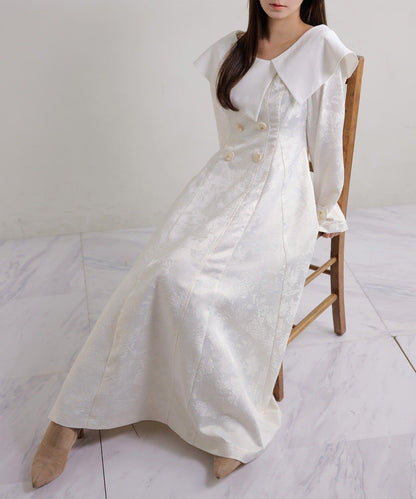 Seemi. 大翻領 長款 連衣裙