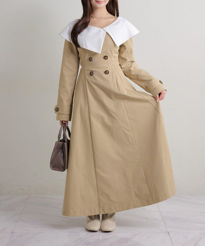 Seemi. 大翻領 長款 連衣裙