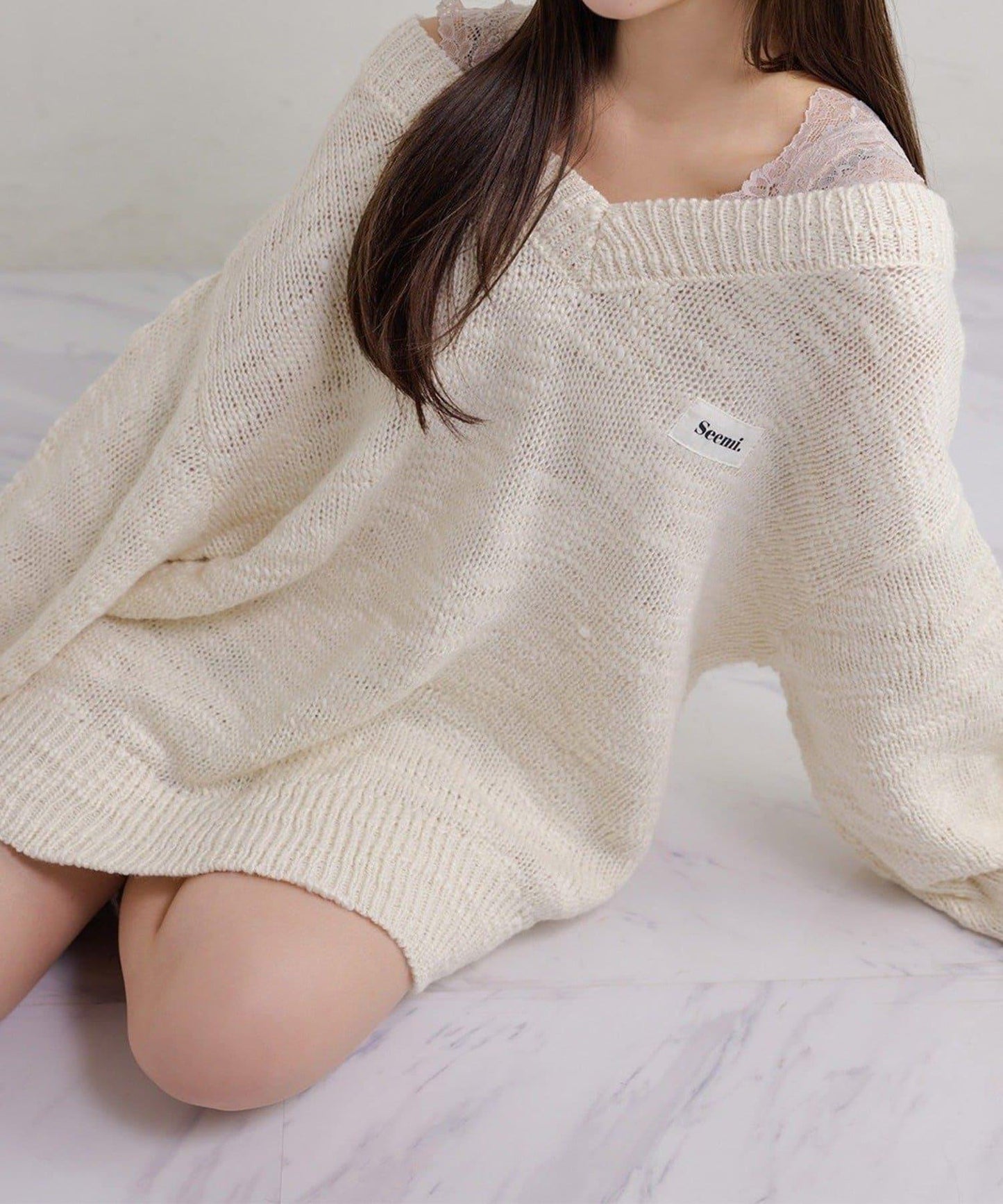 Seemi. 粗節針織 罩衫連衣裙