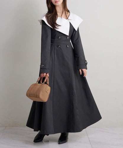 Seemi. 大翻領 長款 連衣裙