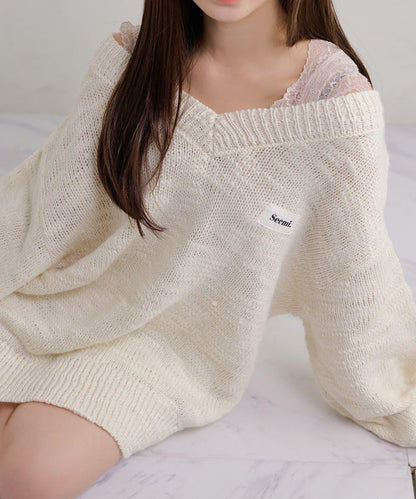 Seemi. 粗節針織 罩衫連衣裙