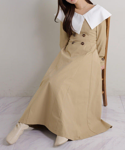 Seemi. 大翻領 長款 連衣裙