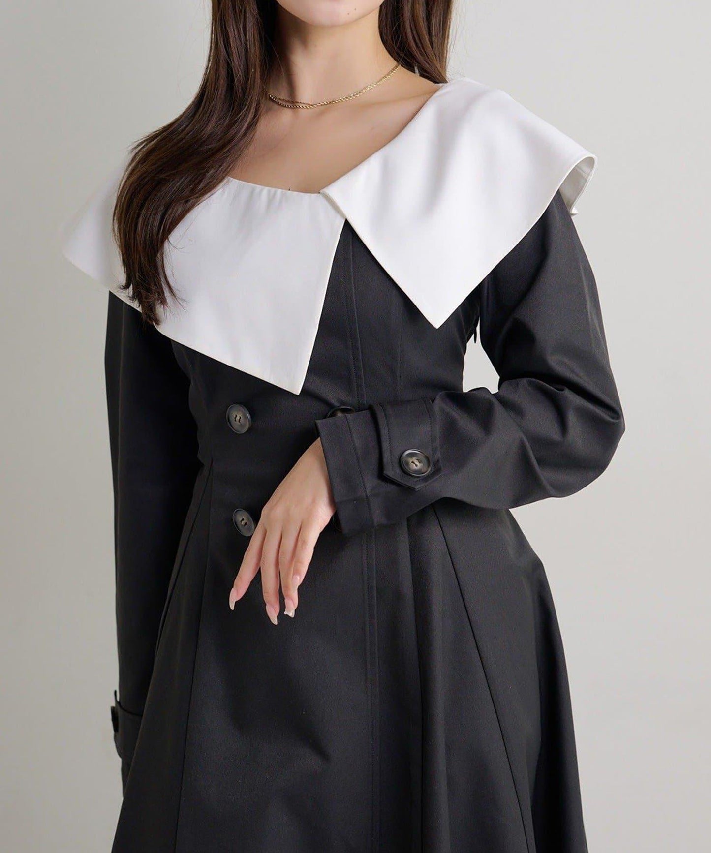 Seemi. 大翻領 長款 連衣裙