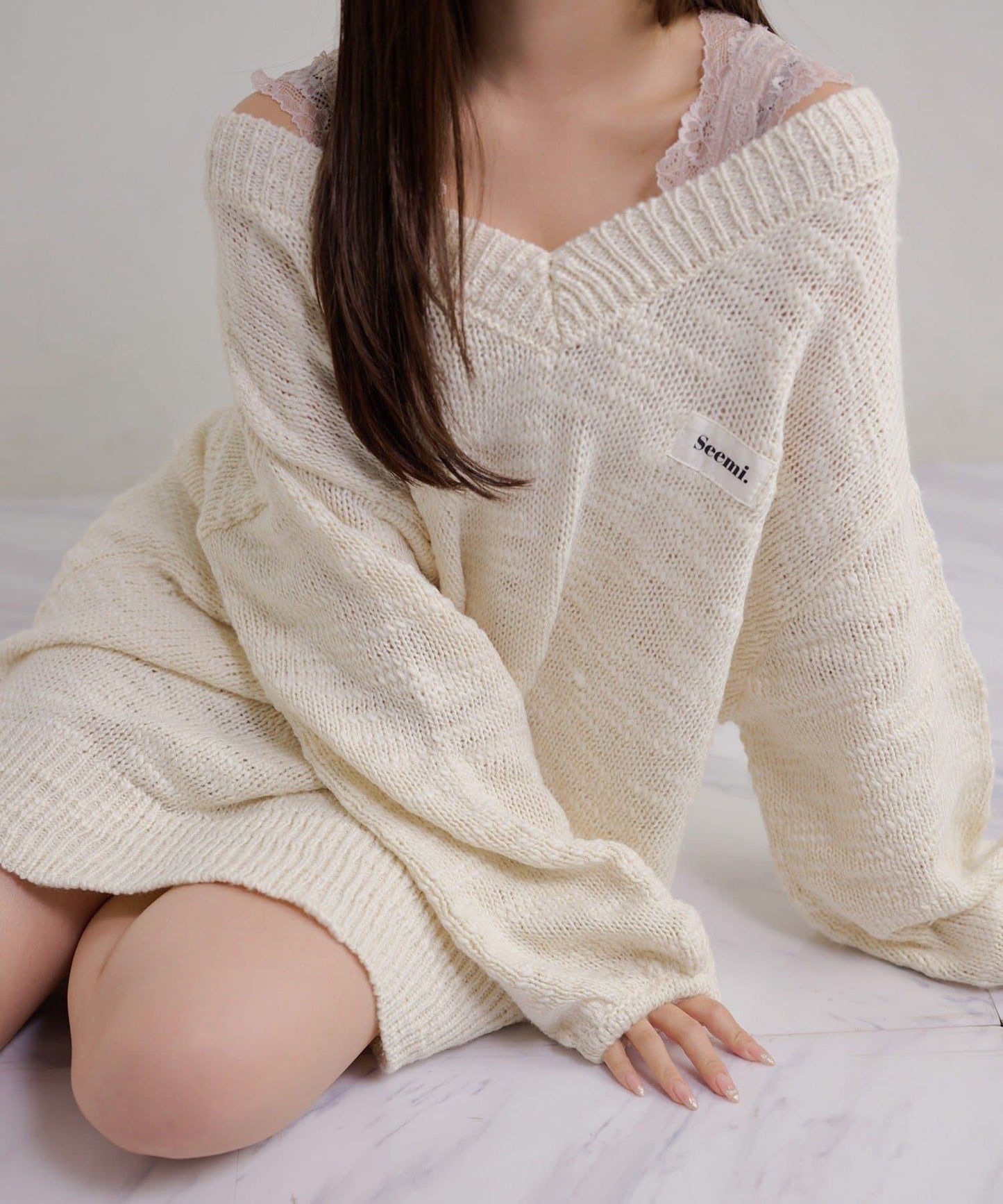 Seemi. 粗節針織 罩衫連衣裙