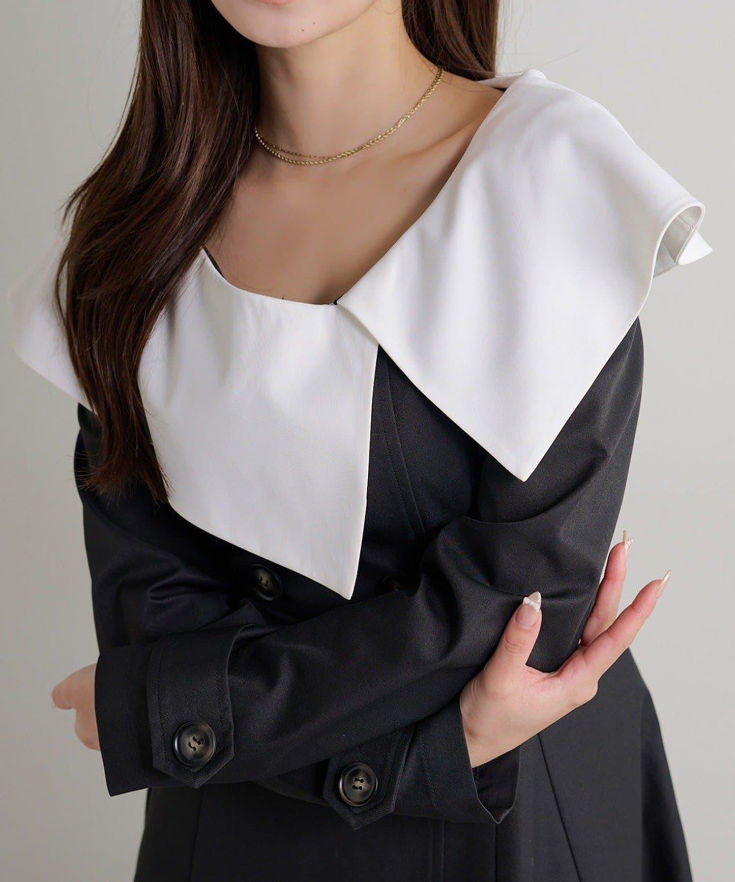 Seemi. 大翻領 長款 連衣裙