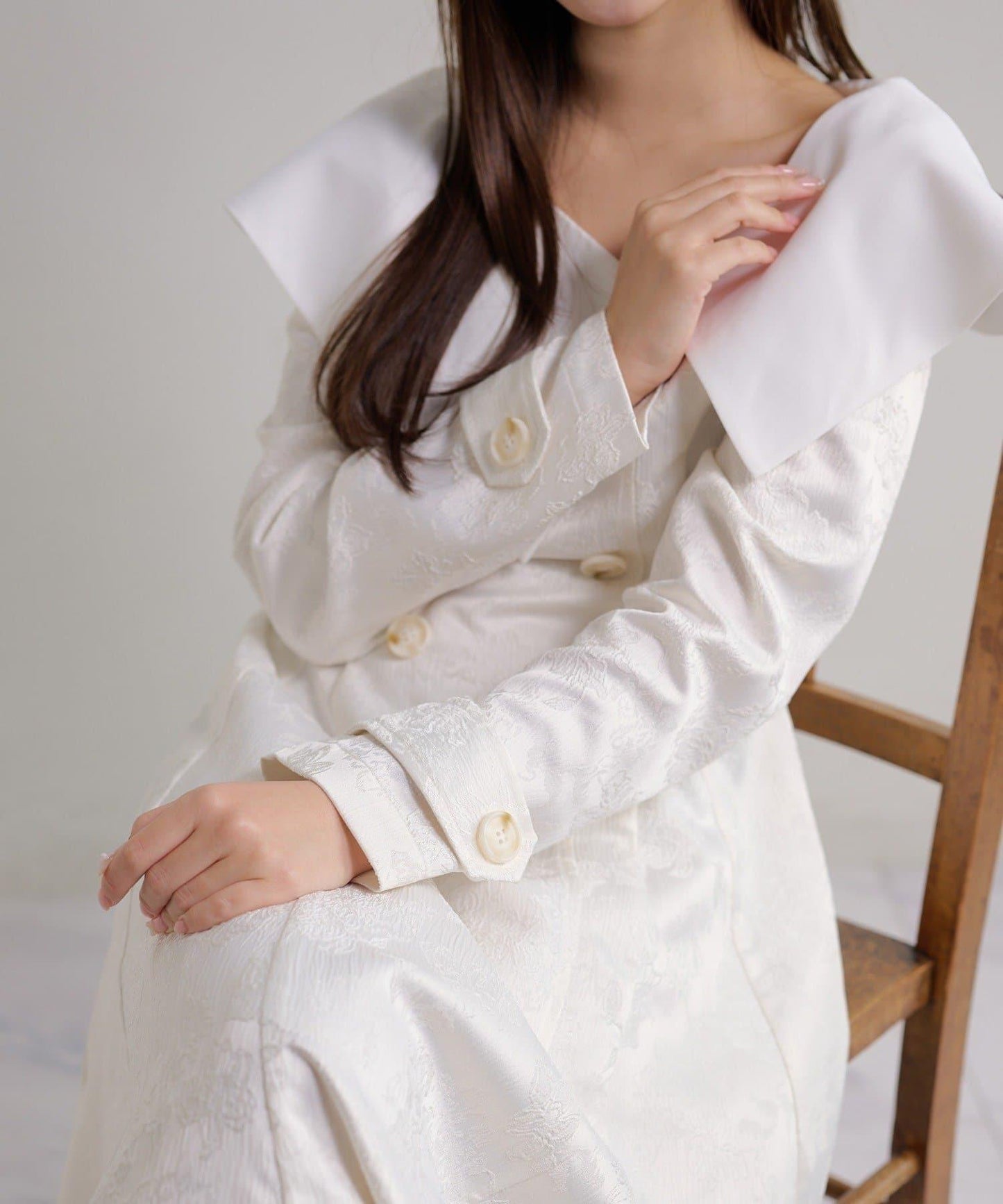 Seemi. 大翻領 長款 連衣裙