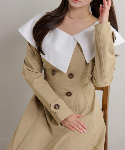 Seemi. 大翻領 長款 連衣裙