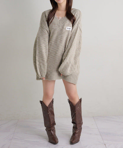 Seemi. 粗節針織 罩衫連衣裙