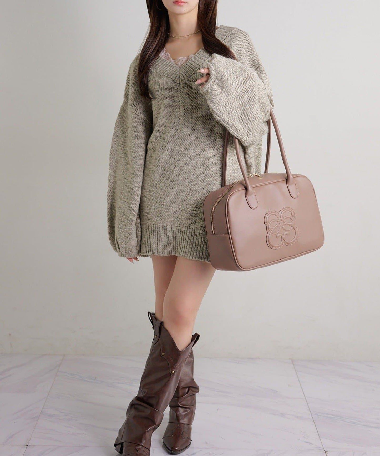 Seemi. 粗節針織 罩衫連衣裙