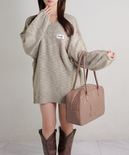 Seemi. 粗節針織 罩衫連衣裙