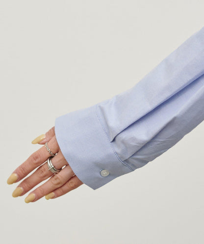 網絡限定 雙層領口 牛津布 開襟襯衫