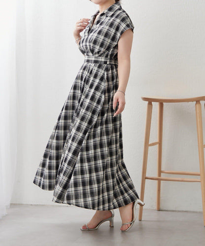 美型剪裁 開襟 法式袖 連衣裙