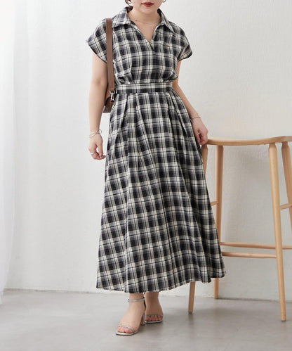 美型剪裁 開襟 法式袖 連衣裙