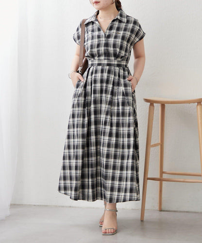 美型剪裁 開襟 法式袖 連衣裙