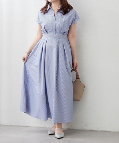 美型剪裁 開襟 法式袖 連衣裙