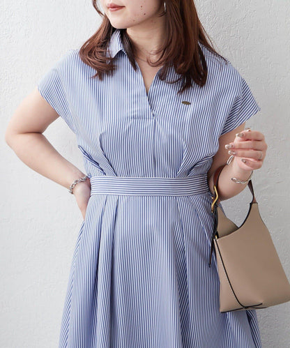 美型剪裁 開襟 法式袖 連衣裙