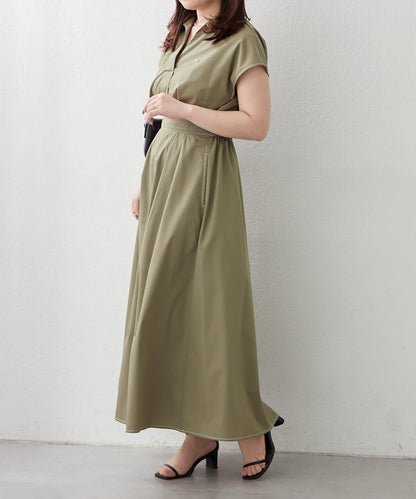 美型剪裁 開襟 法式袖 連衣裙