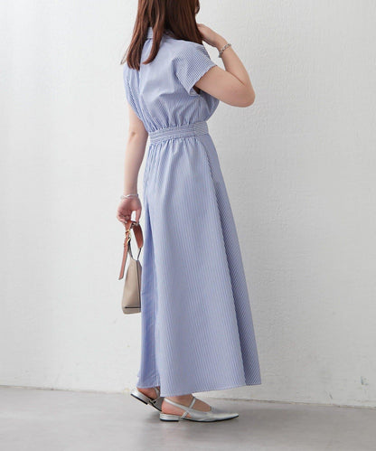 美型剪裁 開襟 法式袖 連衣裙