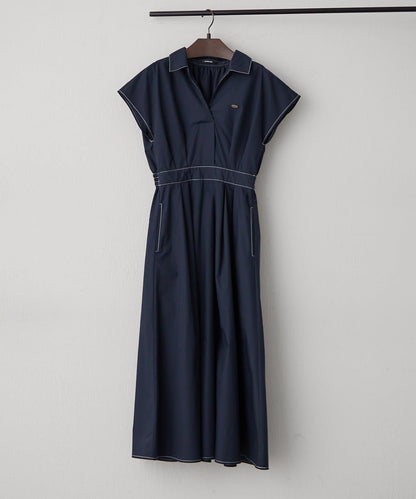 美型剪裁 開襟 法式袖 連衣裙