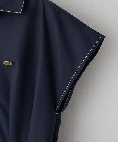 美型剪裁 開襟 法式袖 連衣裙