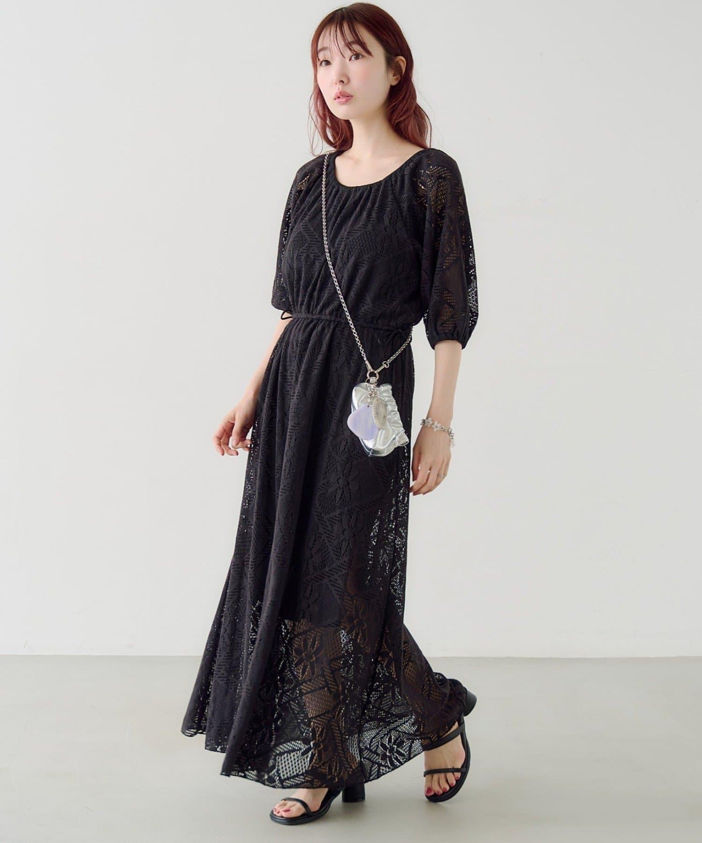 兩尺碼可選 低身長尺碼 蕾絲褶皺 連衣裙