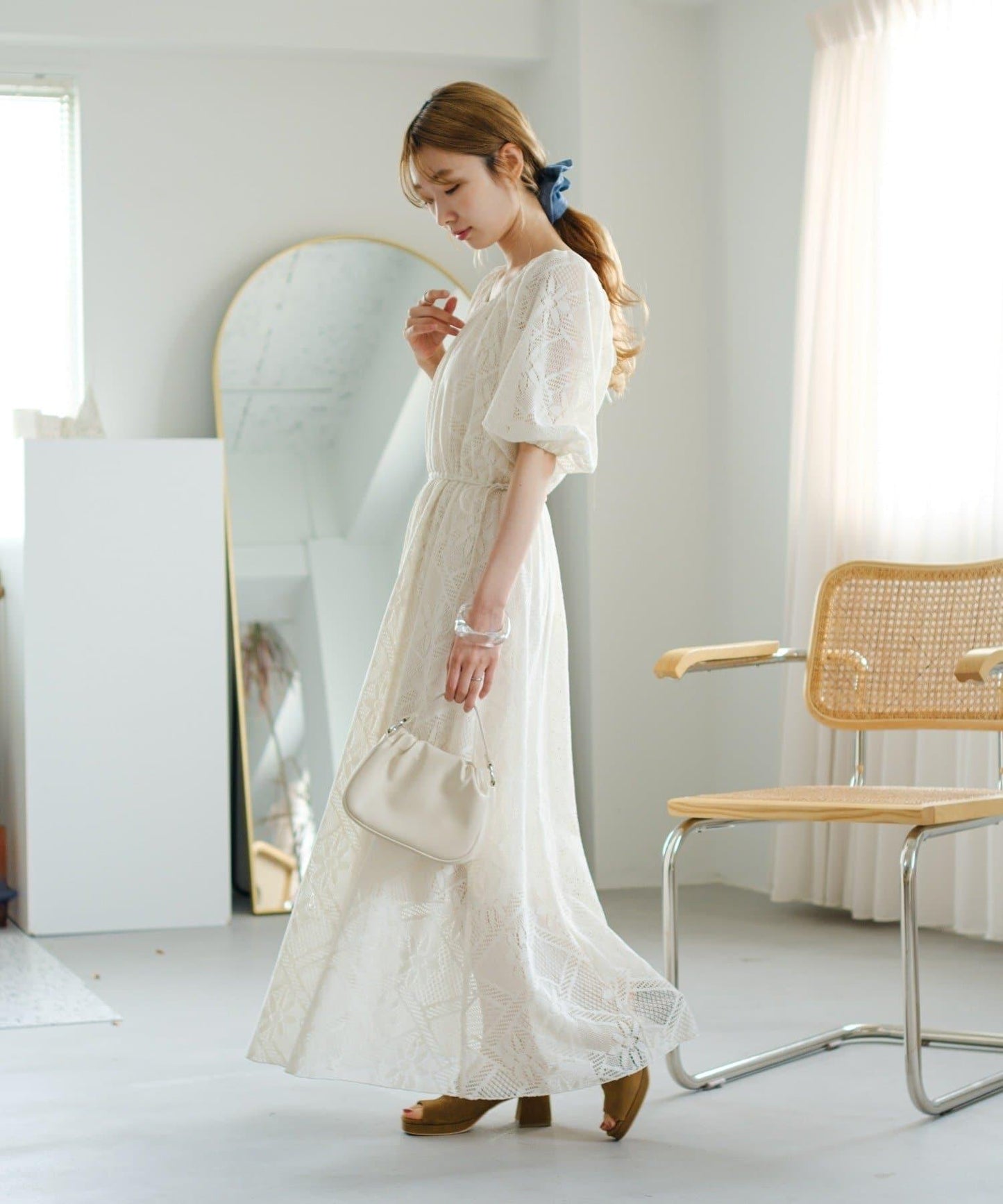 兩尺碼可選 低身長尺碼 蕾絲褶皺 連衣裙