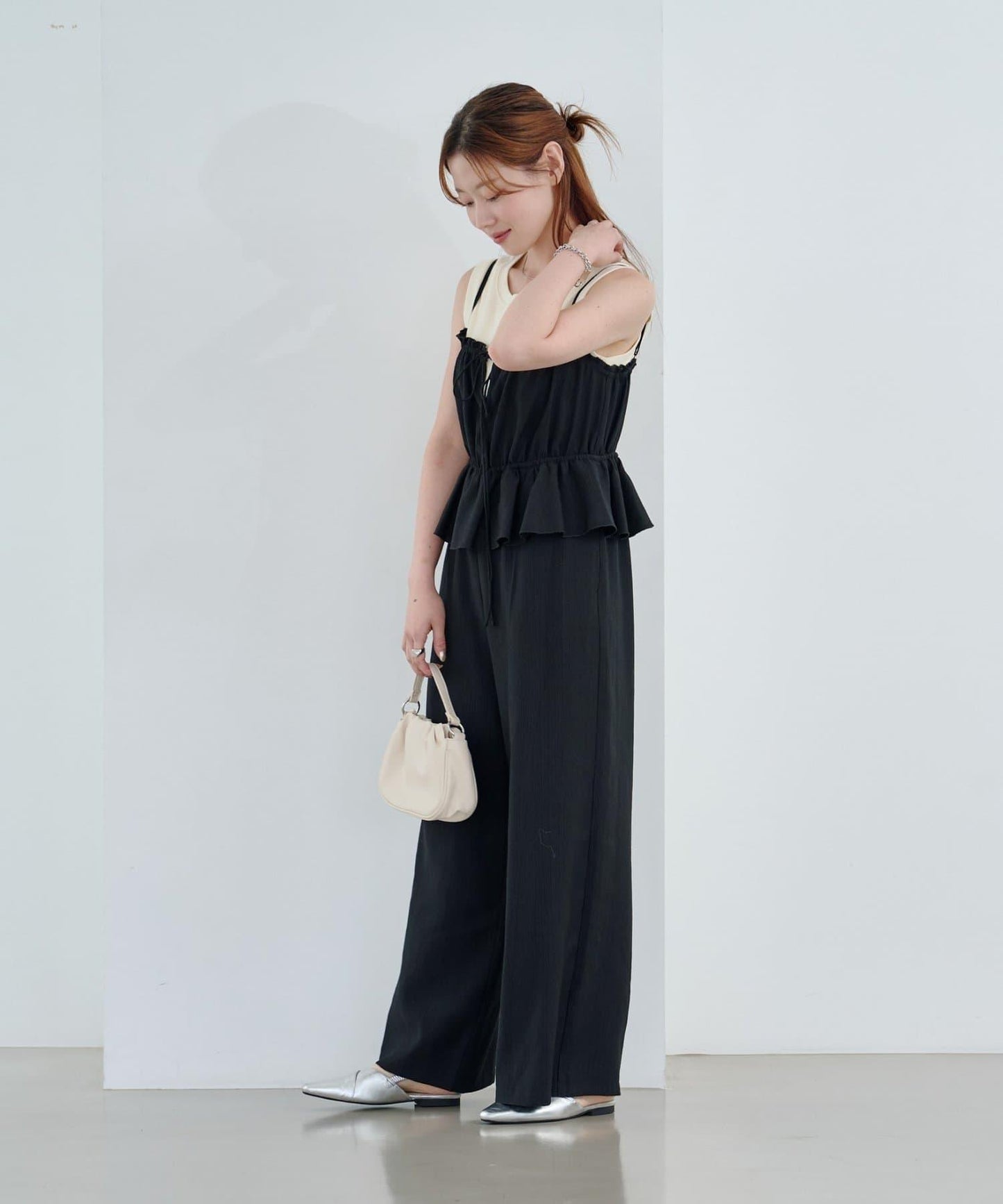 網絡限定 小個子尺碼 兩種尺碼 荷葉邊 吊帶連體褲