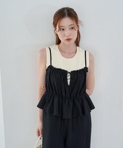 網絡限定 小個子尺碼 兩種尺碼 荷葉邊 吊帶連體褲