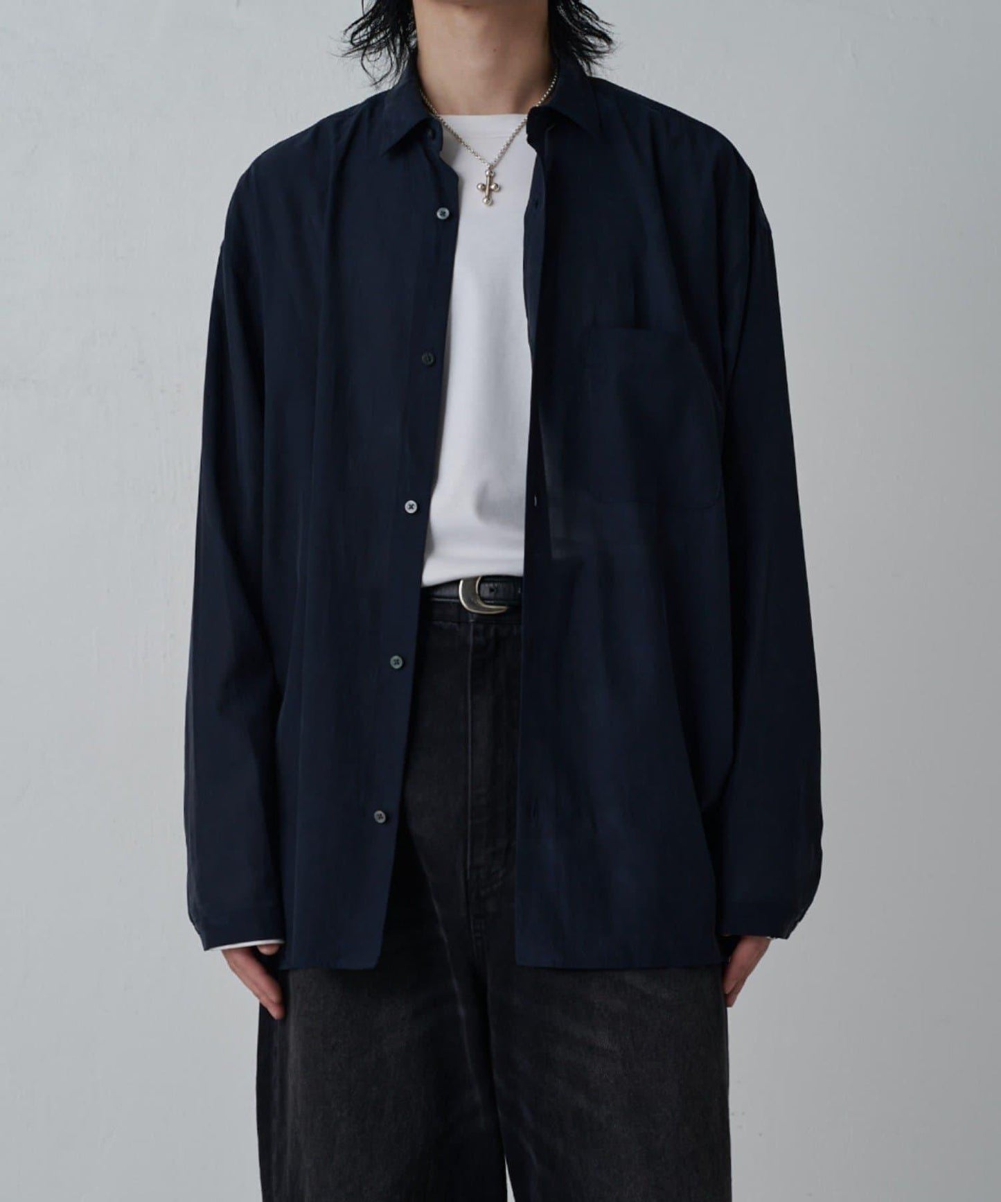 銅氨混紡寬鬆襯衫