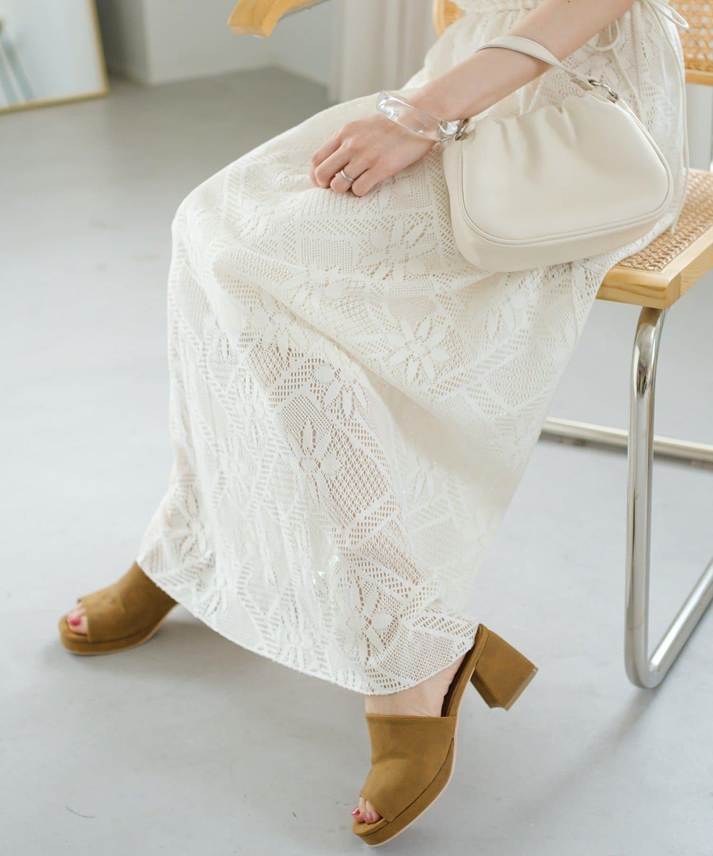 兩尺碼可選 低身長尺碼 蕾絲褶皺 連衣裙