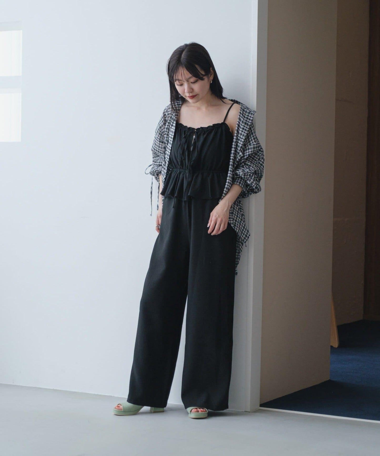 網絡限定 小個子尺碼 兩種尺碼 荷葉邊 吊帶連體褲