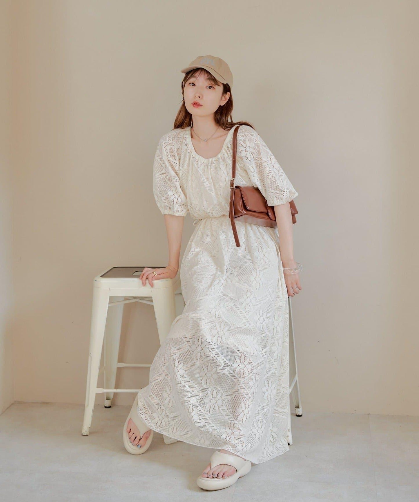 兩尺碼可選 低身長尺碼 蕾絲褶皺 連衣裙