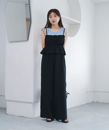 網絡限定 小個子尺碼 兩種尺碼 荷葉邊 吊帶連體褲