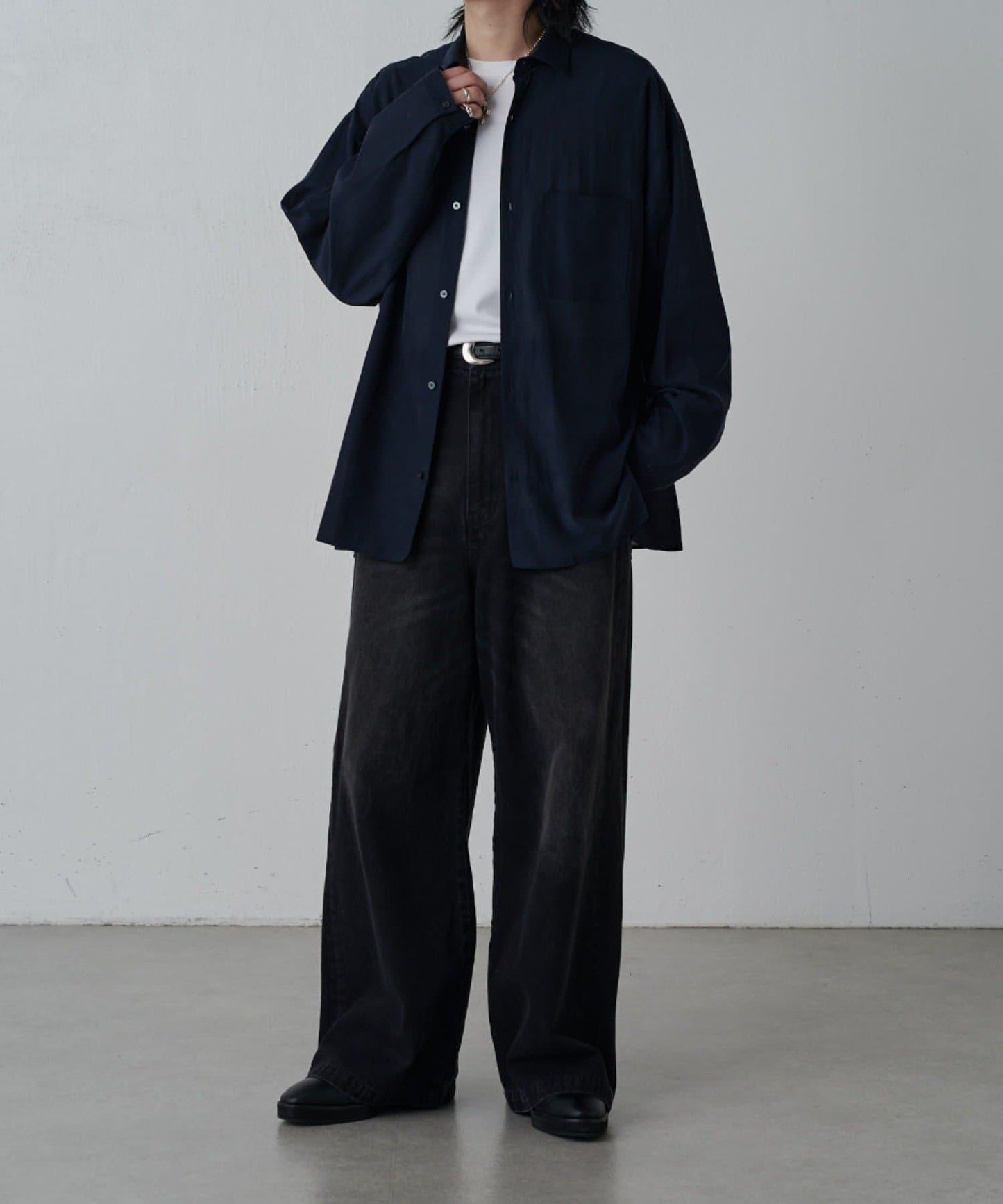 銅氨混紡寬鬆襯衫