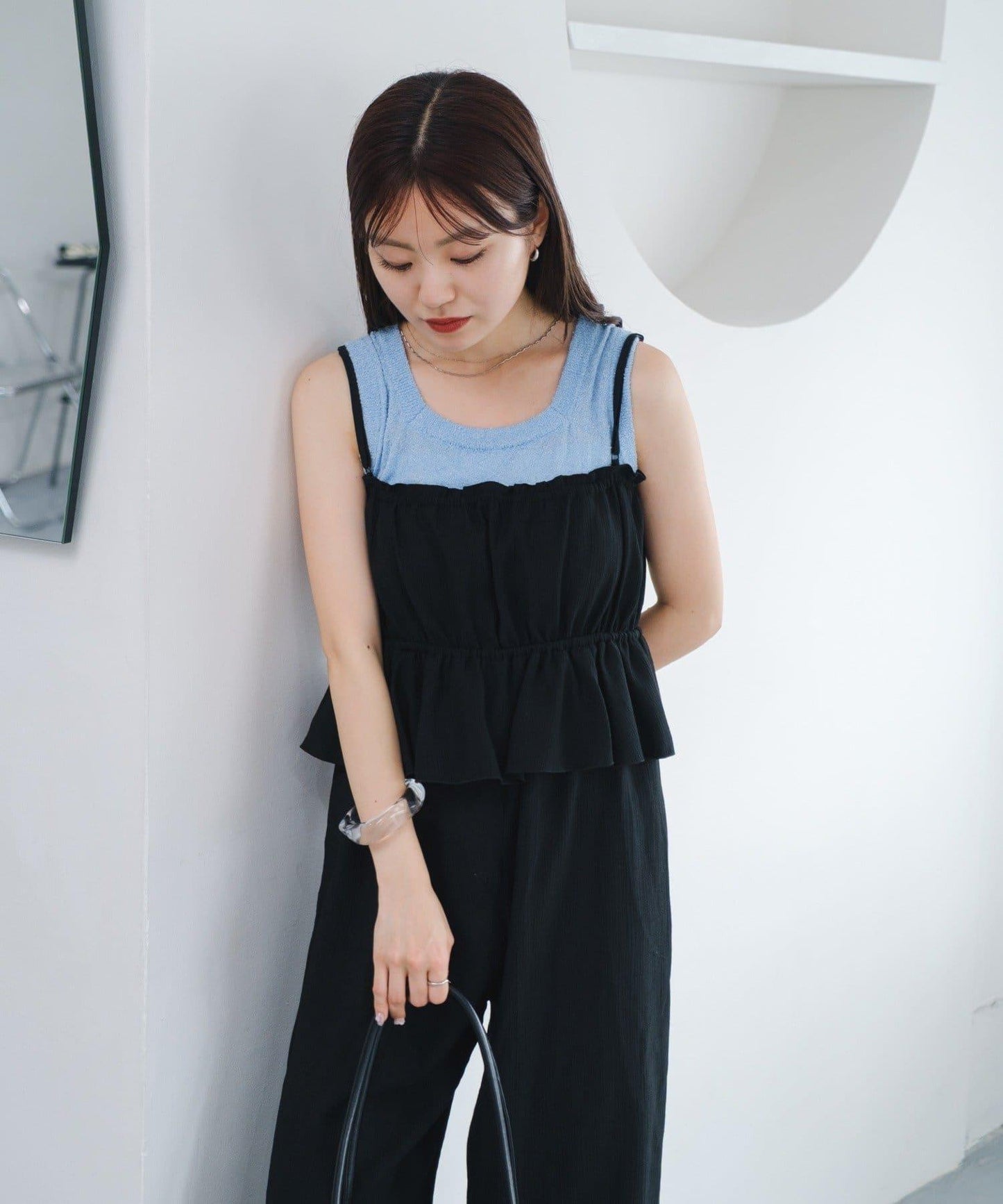 網絡限定 小個子尺碼 兩種尺碼 荷葉邊 吊帶連體褲