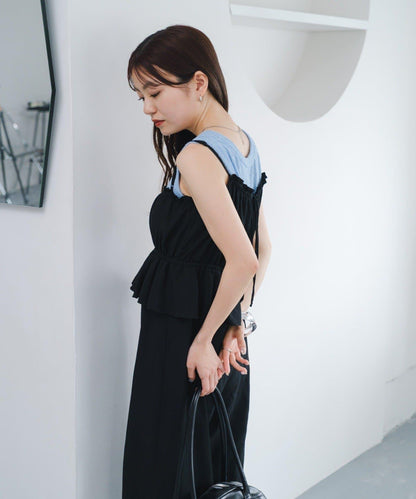 網絡限定 小個子尺碼 兩種尺碼 荷葉邊 吊帶連體褲