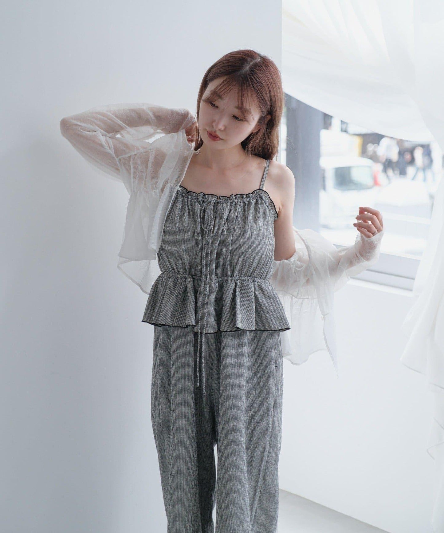 網絡限定 小個子尺碼 兩種尺碼 荷葉邊 吊帶連體褲